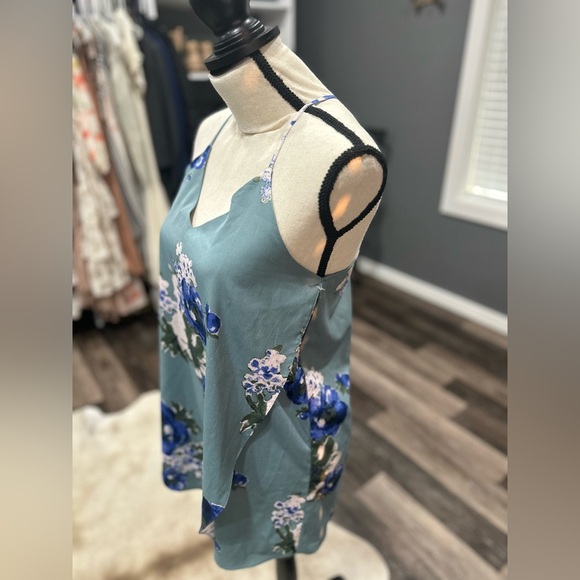 Intimately Free People Cascade Mini Slip Dress Blue Floral Romantic XS NWOT - Picture 3 of 7